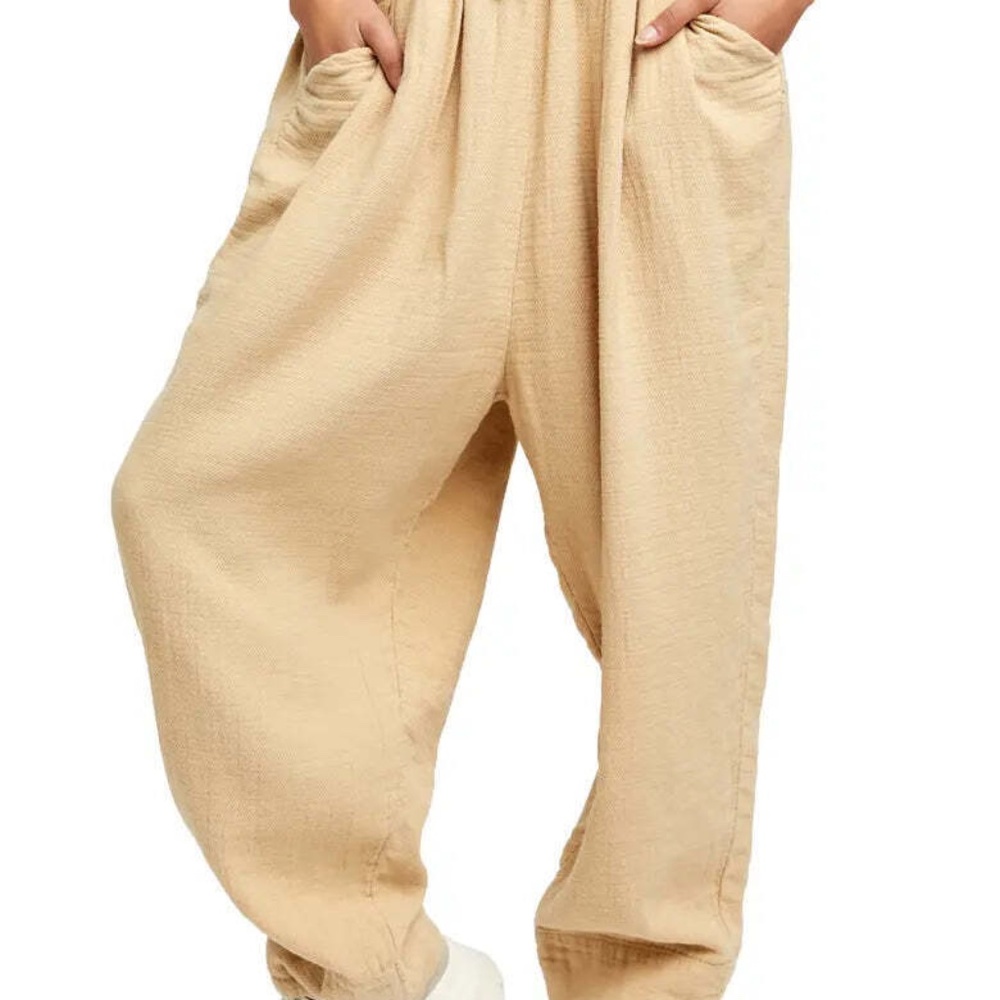 Free People Essential Double Cloth Trousers Mustard Seed